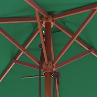 Ombrellone da Esterni con Palo in Legno 150x200 cm Verde 44534