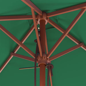 Ombrellone da Esterni con Palo in Legno 150x200 cm Verde 44534