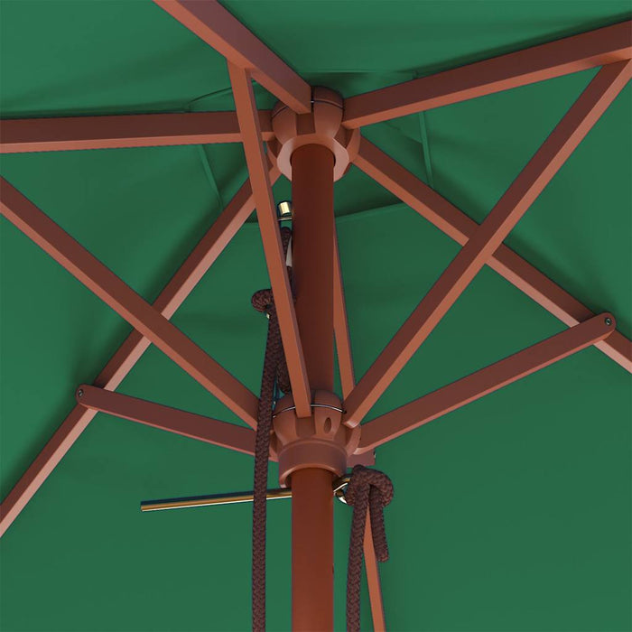Ombrellone da Esterni con Palo in Legno 150x200 cm Verde 44534