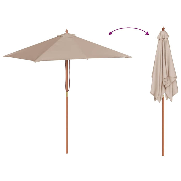 Ombrellone da Esterni con Palo in Legno 150x200 cm Tortora 44536