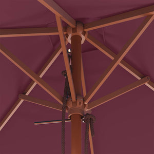 Ombrellone da Esterni con Palo in Legno 150x200 cm Rosso BordÃ²
