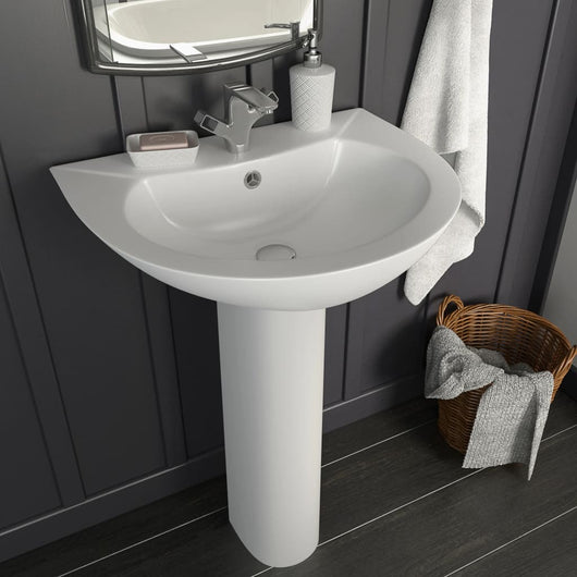 Lavandino a Colonna in Ceramica-Lavabo-Lavello Bianca 520x440x190 mm