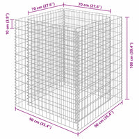 Gabbione Letto Rialzato in Acciaio Zincato 90x90x100 cm 143556