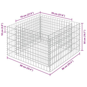 Gabbione Letto Rialzato in Acciaio Zincato 90x90x50 cm