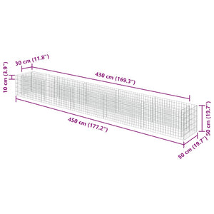 Gabbione Letto Rialzato in Acciaio Zincato 450x50x50 cm cod mxl 67354