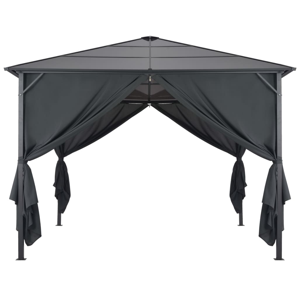 Gazebo con Tende in Alluminio 3x3 m Nero