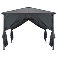 Gazebo con Tende in Alluminio 3x3 m Nero