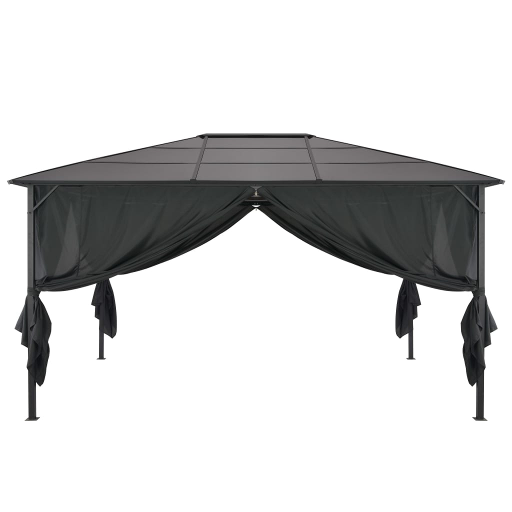 Gazebo con Tende in Alluminio 4x3x2,6 m Nero 44642