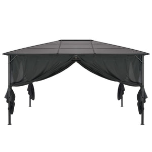 Gazebo con Tende in Alluminio 4x3x2,6 m Nero 44642