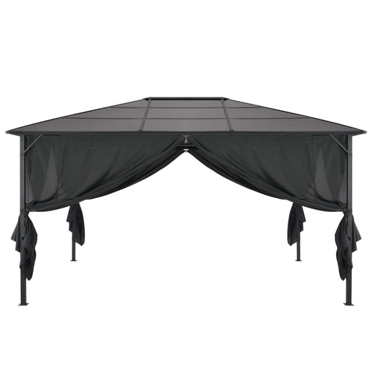 Gazebo con Tende in Alluminio 4x3x2,6 m Nero 44642