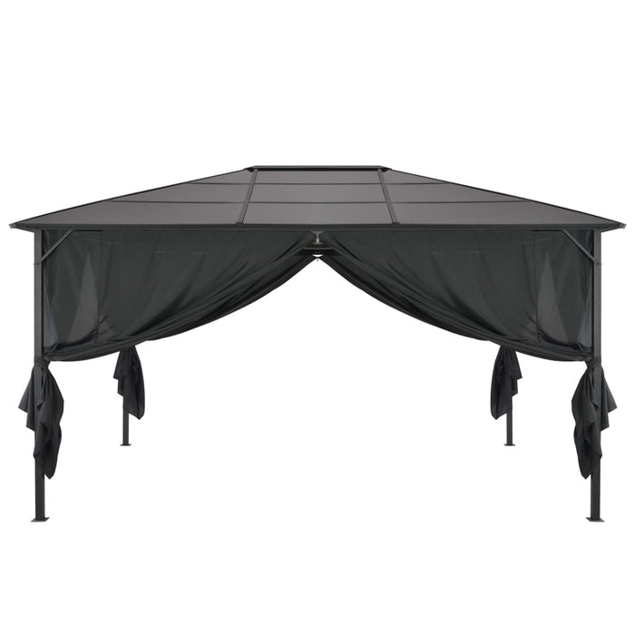 Gazebo con Tende in Alluminio 4x3x2,6 m Nero 44642