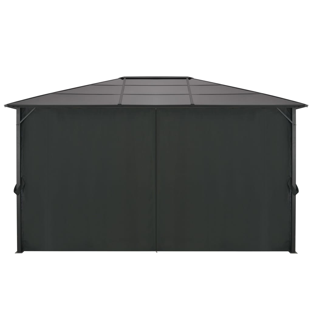 Gazebo con Tende in Alluminio 4x3x2,6 m Nero 44642