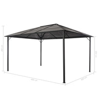 Gazebo con Tetto in Alluminio 4x3x2,6 m Nero 44643