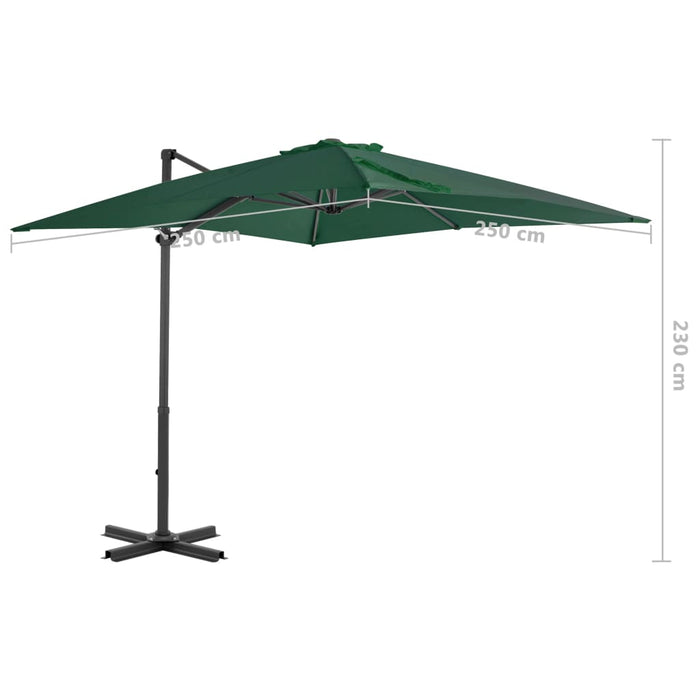 Ombrellone a Sbalzo con Palo in Alluminio 250x250 cm Verde 44617