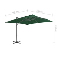 Ombrellone a Sbalzo con Palo in Alluminio 400x300 cm Verde cod mxl 16798