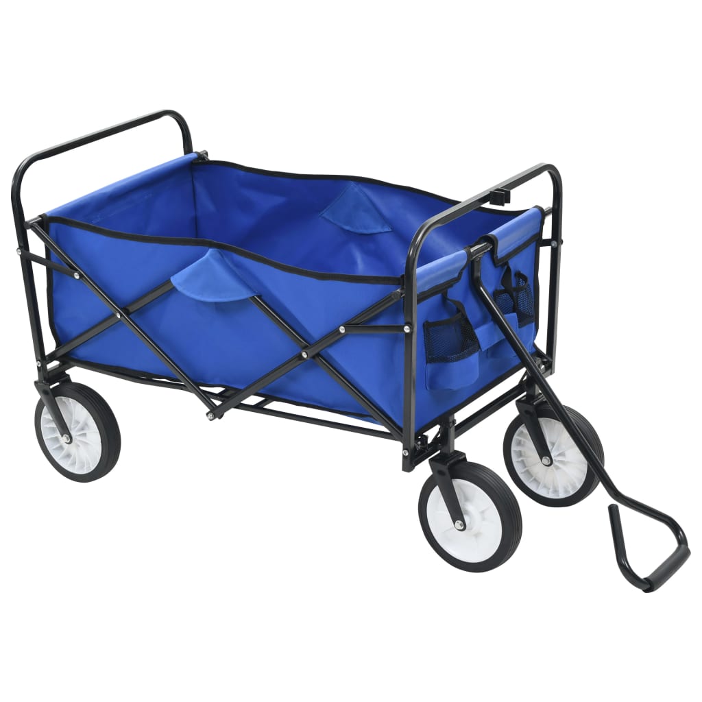 Carrello Pieghevole a Mano in Acciaio Blu 143779