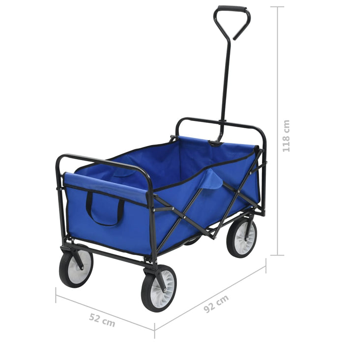 Carrello Pieghevole a Mano in Acciaio Blu 143779