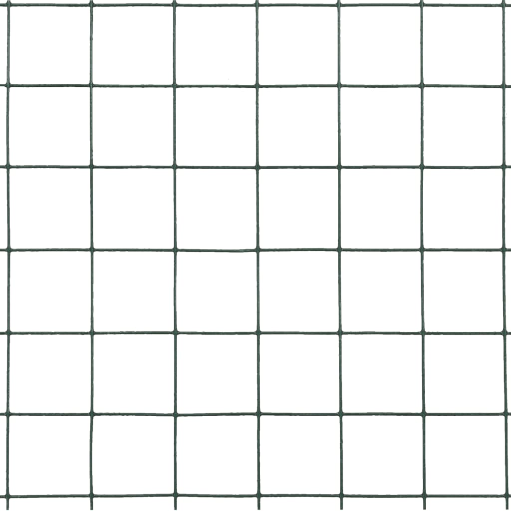 Recinzione in Rete per Pollaio in Acciaio e PVC 10x0,5 m Verde 143625