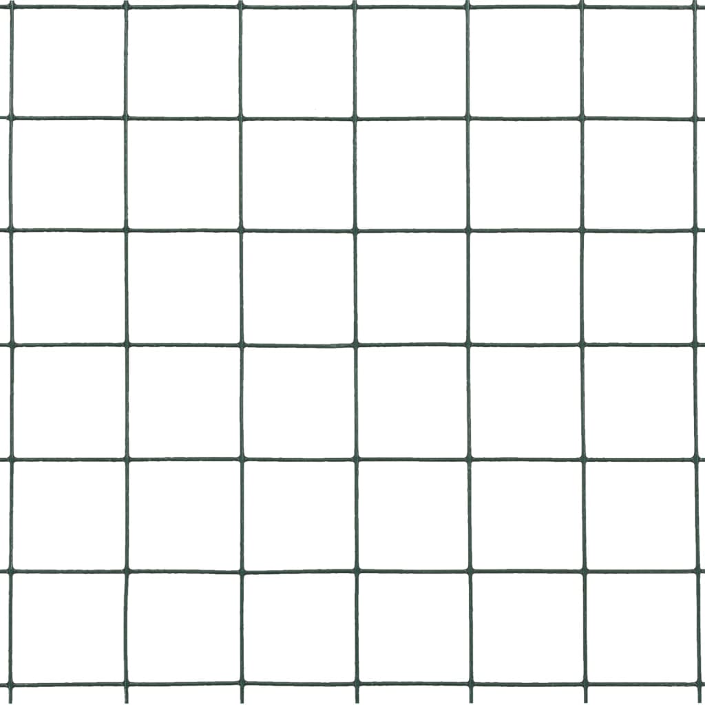 Recinzione in Rete per Pollaio in Acciaio e PVC 10x1,5 m Verde