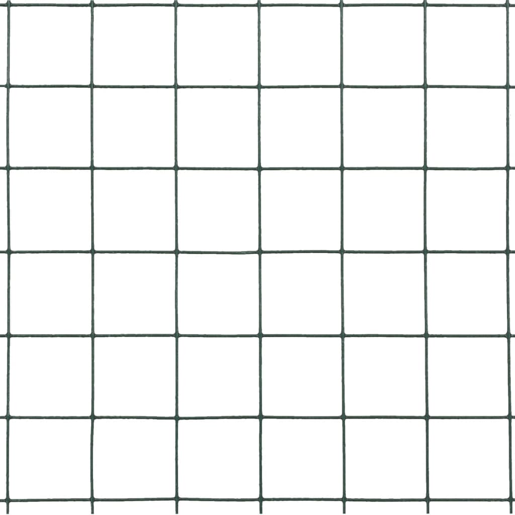 Recinzione in Rete per Pollaio in Acciaio e PVC 25x0,5 m Verde 143631