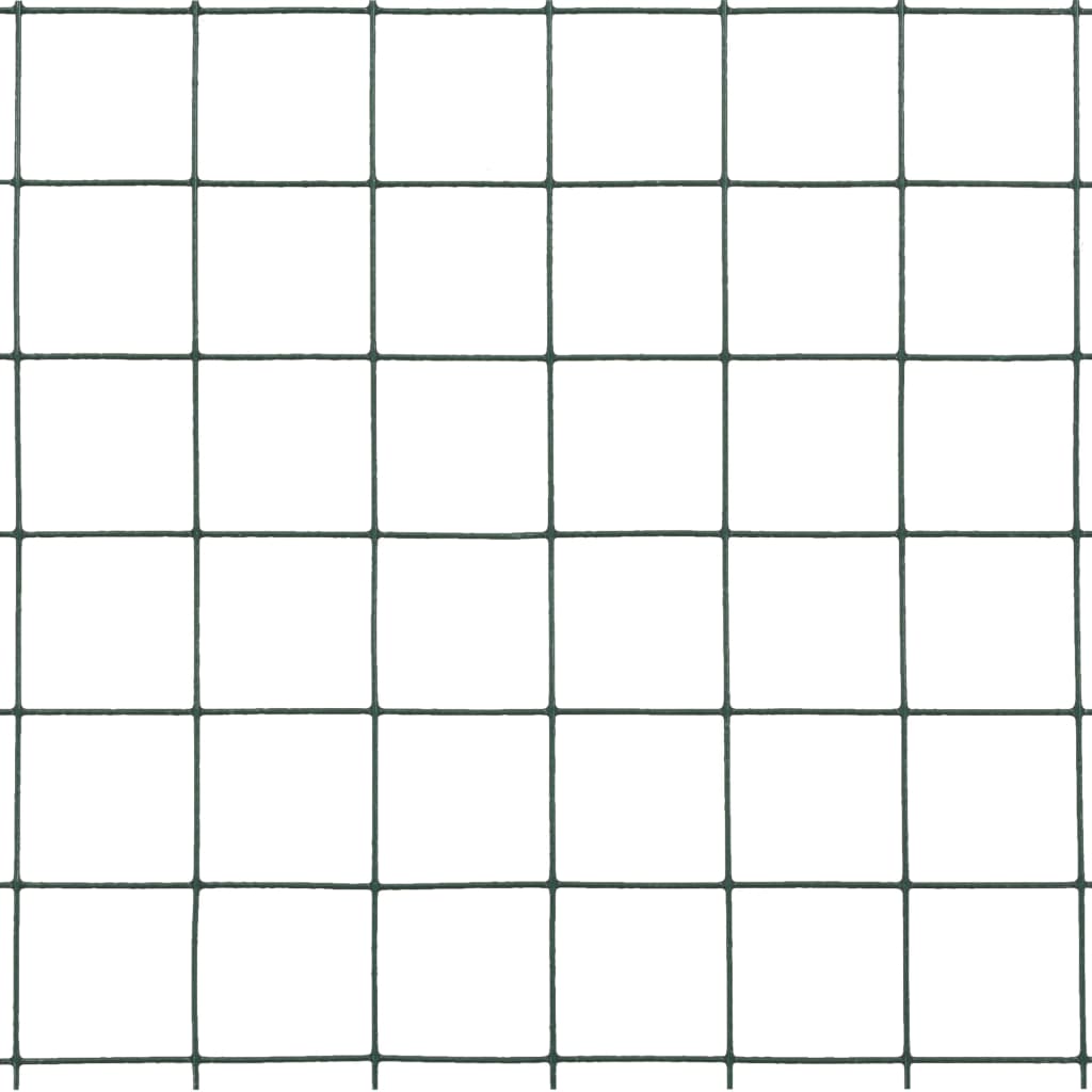 Recinzione in Rete per Pollaio in Acciaio e PVC 25x1,5 m Verde 143635