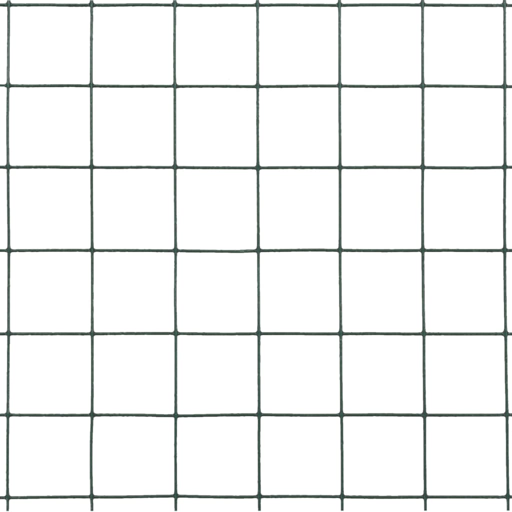 Recinzione in Rete per Pollaio in Acciaio e PVC 25x1,5 m Verde cod mxl 55382