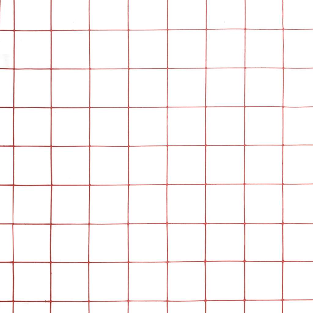 Recinzione in Rete per Pollaio in Acciaio e PVC 10x1 m Rossa 143659
