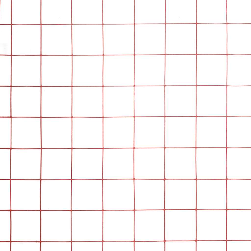 Recinzione in Rete per Pollaio in Acciaio e PVC 10x1 m Rossa 143660