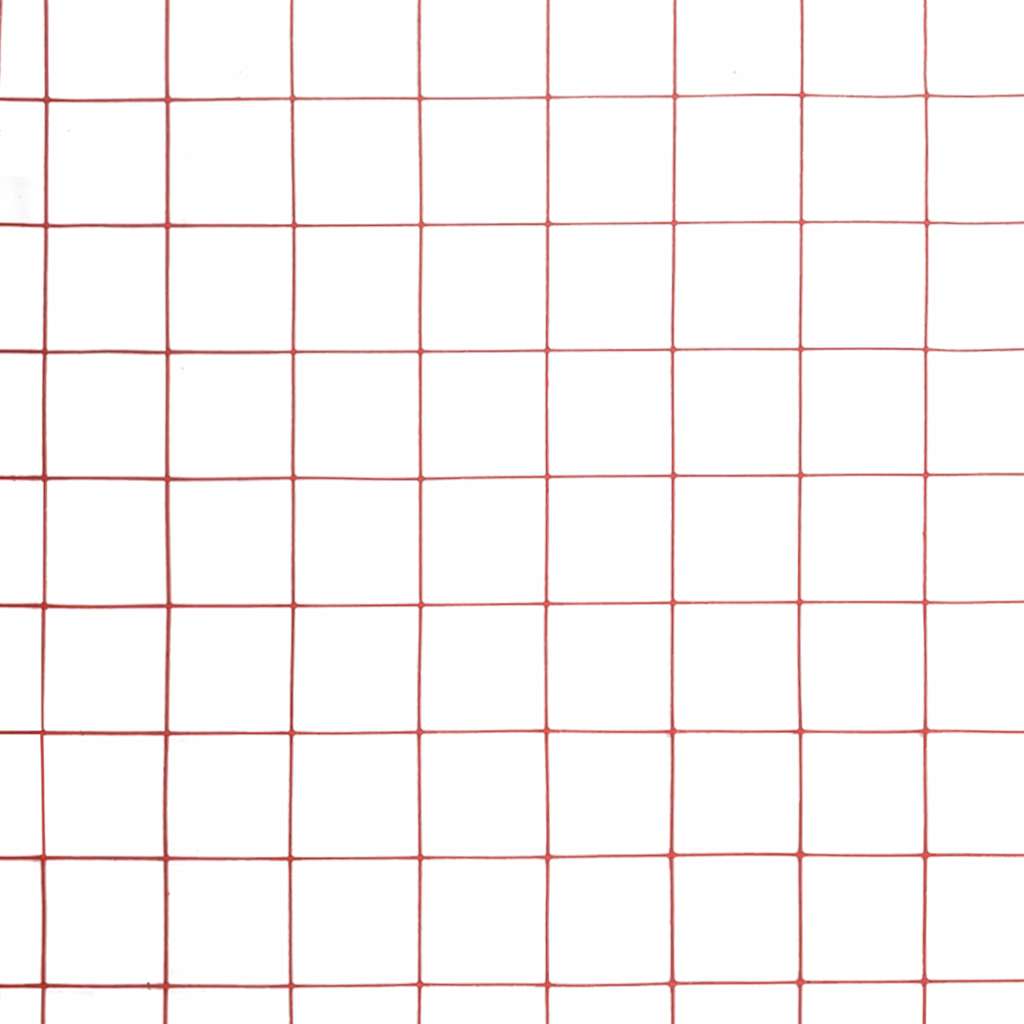 Recinzione in Rete per Pollaio in Acciaio e PVC 10x1 m Rossa 143661