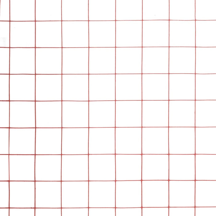 Recinzione in Rete per Pollaio in Acciaio e PVC 25x0,5 m Rossa 143677