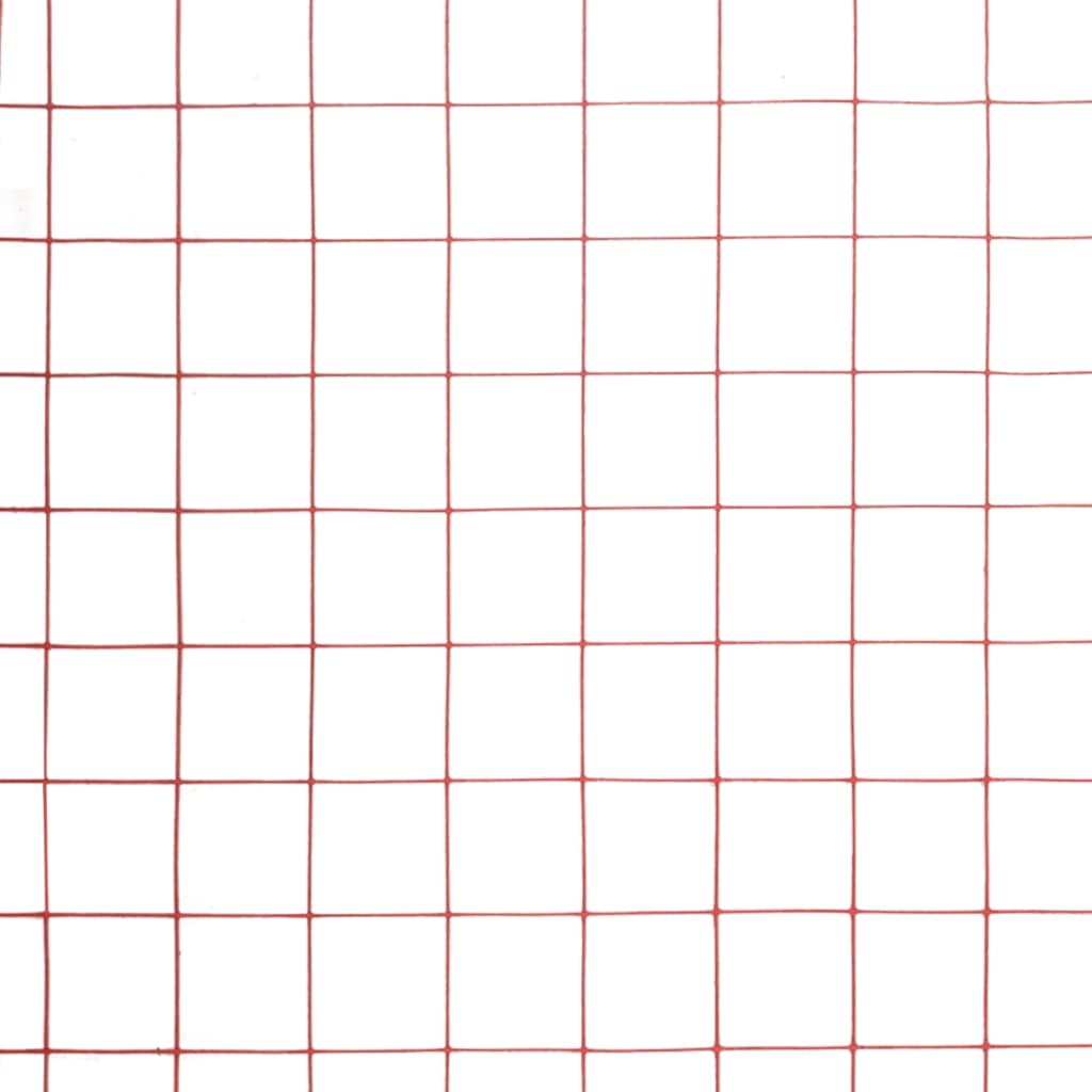 Recinzione in Rete per Pollaio in Acciaio e PVC 25x1,5 m Rossa 143679