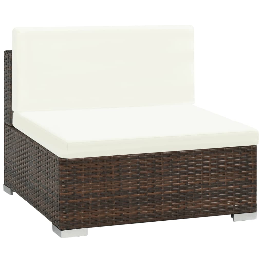 Set Divani da Giardino 6 pz con Cuscini in Polyrattan Marrone 44606