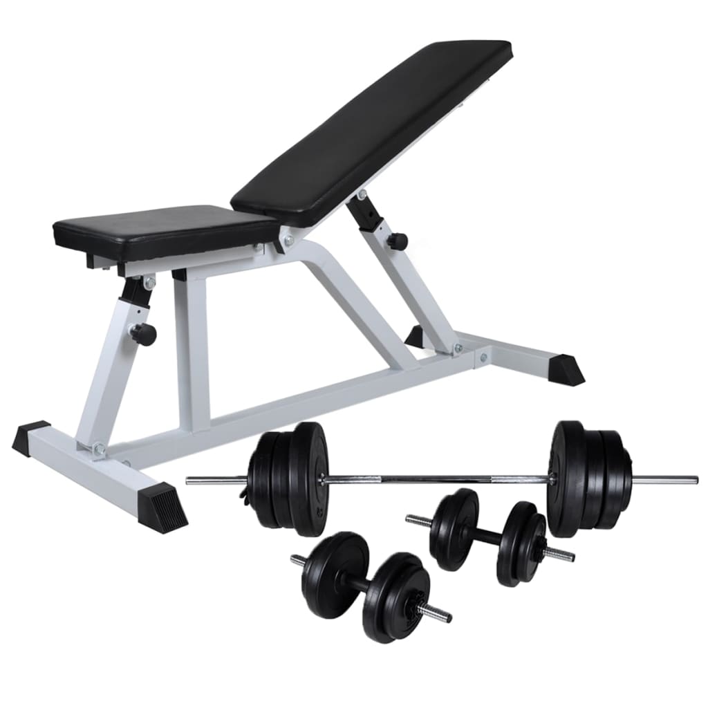 Panca da Palestra con Bilanciere e Set di Manubri 60,5 kg cod mxl 40520