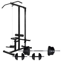 Torre per bodybuilding con set manubri e pesi 60,5 kg sport fitness nero 02_0000042