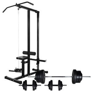Torre per bodybuilding con set manubri e pesi 60,5 kg sport fitness nero 02_0000042
