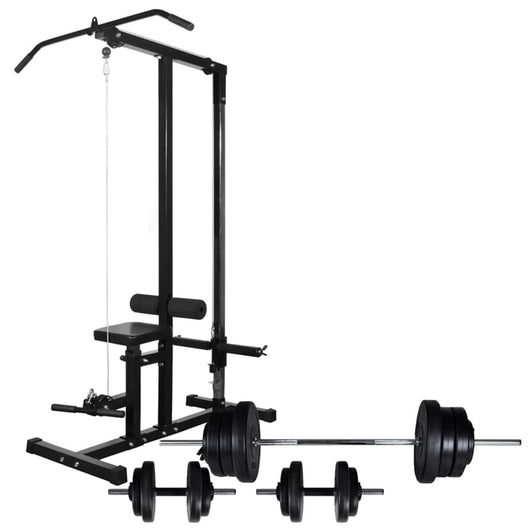 Torre per bodybuilding con set manubri e pesi 60,5 kg sport fitness nero 02_0000042