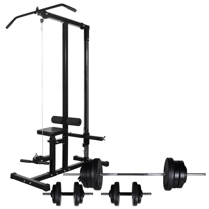 Torre per bodybuilding con set manubri e pesi 60,5 kg sport fitness nero 02_0000042
