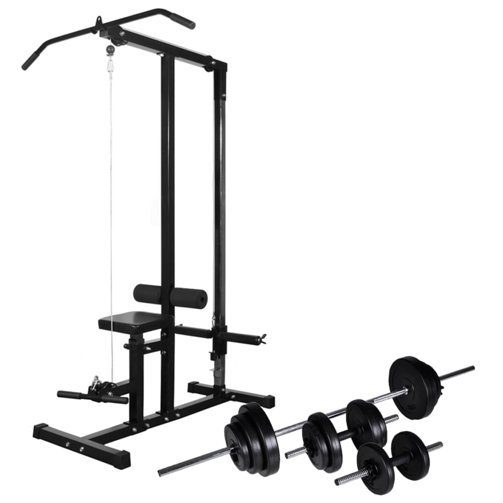 Torre per bodybuilding con set manubri e pesi 30,5 kg sport fitness nero 02_0000041