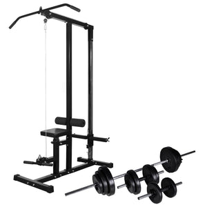 Torre per bodybuilding con set manubri e pesi 30,5 kg sport fitness nero 02_0000041