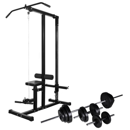 Torre per bodybuilding con set manubri e pesi 30,5 kg sport fitness nero 02_0000041