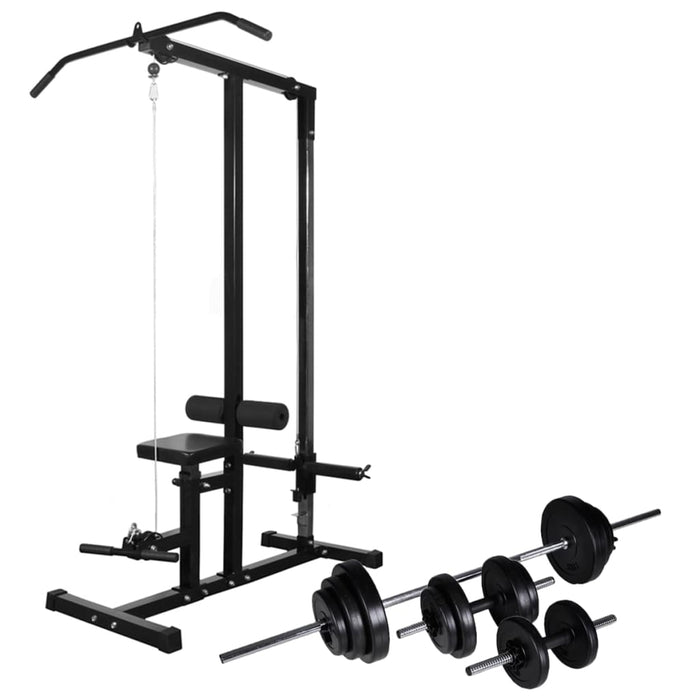 Torre per bodybuilding con set manubri e pesi 30,5 kg sport fitness nero 02_0000041