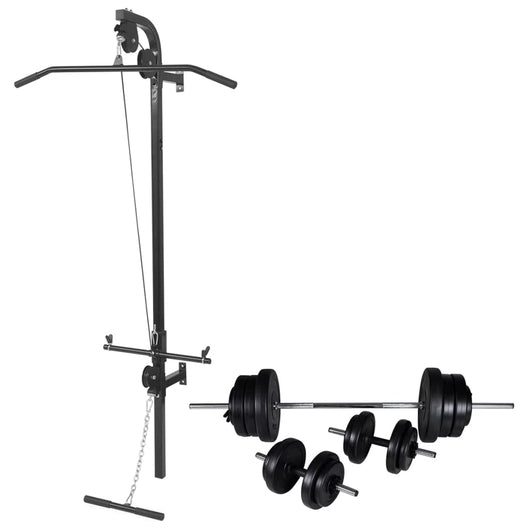 Torre fitness da parete con set manubri e pesi 60,5 kg fitness bodybuilding 02_0000045