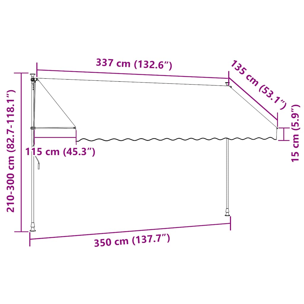 Tenda da Sole Retrattile Manuale 350 cm Antracite 143691