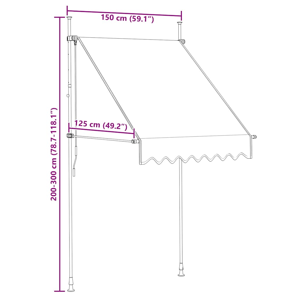 Tenda da Sole Retrattile Manuale 150 cm Crema 143693