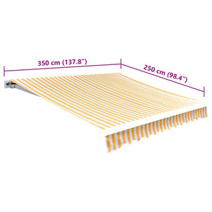 Tendone Parasole in Tela Arancio e Bianco 350x250 cm