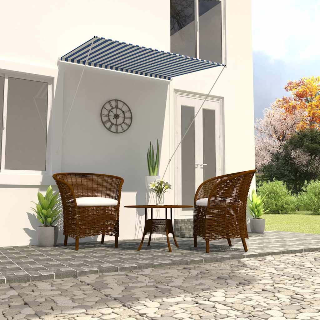 Tenda da Sole Retrattile 150x150 cm Blu e Bianco 143746