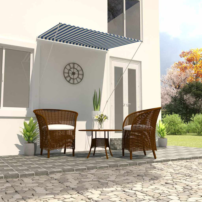 Tenda da Sole Retrattile 150x150 cm Blu e Bianco 143746