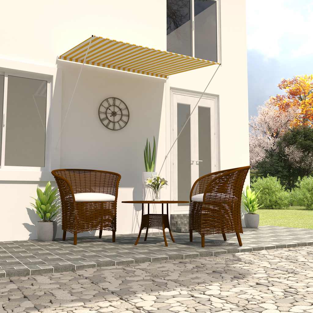 Tenda da Sole Retrattile 150x150 cm Giallo e Bianco cod mxl 18856