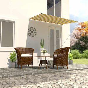 Tenda da Sole Retrattile 200x150 cm Giallo e Bianco 143753