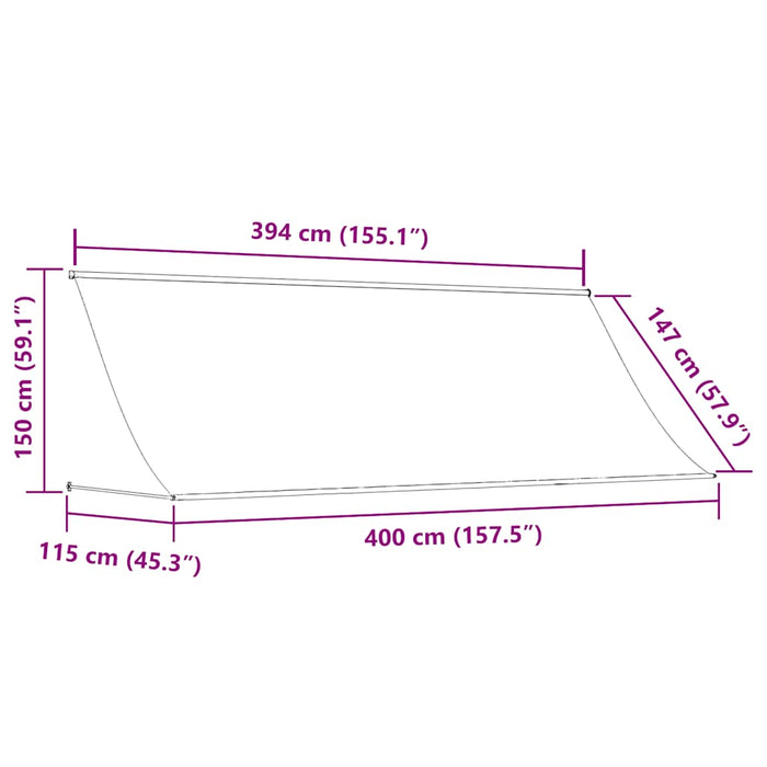 Tenda da Sole Retrattile 400x150 cm Crema 143769